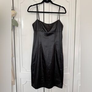 City Triangles Black Satin-Look Slip Dress